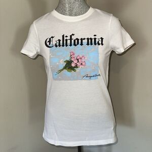 Aeropostale Women’s sz S White short sleeve T-shirt flowers graphic California